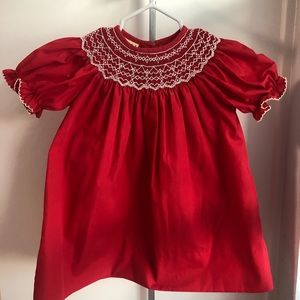 Toddler Red Smock Dress. Perfect for Christmas!